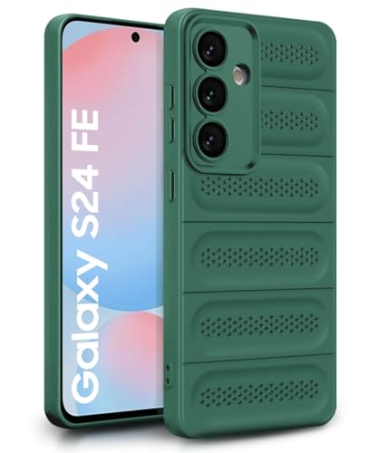 Image of WOW IMAGINE Ultimate Silicone Back Cover Case for Samsung Galaxy S24 FE 5G | Heat Dissipation Thin Soft TPU | 360 Camera Protection | Breathable Cooling Holes - Forest Green
