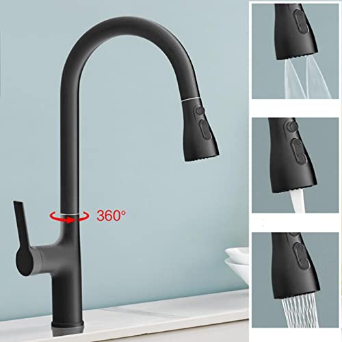 Robinet de cuisine avec douchette mitigeur évier pivotant télescopique gris - 3