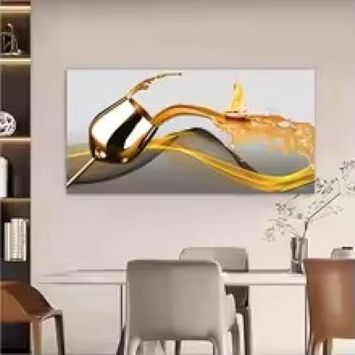 Toile abstraite de verre de vin et bateau tableau mural 60x120cm - 2