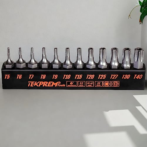Tekprem Torx Bit Set With 1/4 Inch Magnetic Bit Driver,Tekprem 12-Piece Security Torx Screwdriver Bit Set With 1 Inch T5 T6 T7 T8 T9 T10 T15 T20 T25 T27 T30 T40 Tamper Resistant thumb #1