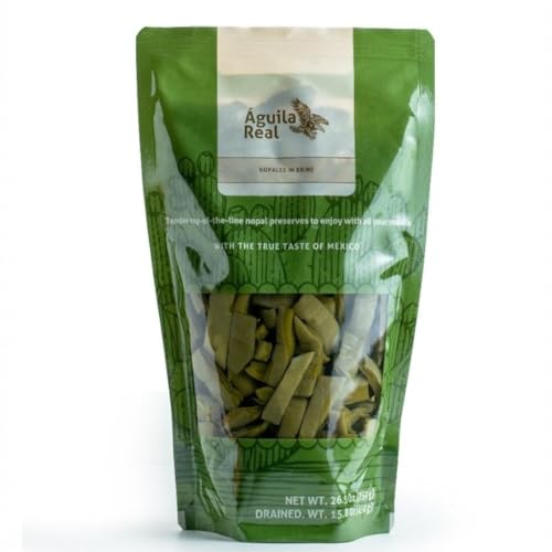 Pickled Nopal Cactus Slices in Brine | Authentic Mexican Nopales Cooked and Ready to Eat | Nopalitos | Vegan Low Calorie Food | Healthy Cactus Vegetable | Keto Friendly Snack | 750g Bag | No Preservatives