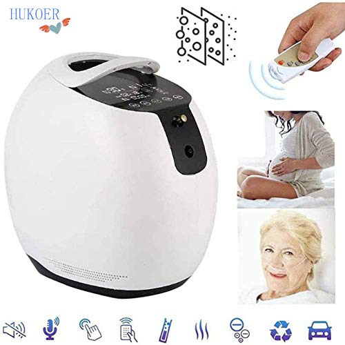 HUKOER Concentratore di ossigeno domestico 1-6 L/min Generatore di ossigeno concentratore regolabile 93% ± 3% Concentratore di ossigeno domestico purificatore d'aria portatile a elevata purezza (Oro)