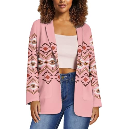 TODIYADDU Womens One Button Blazer Lightweight Office Work Suit Jacket Open Front Cardigan Outwear with Pockets Size 2XS-3XL4
