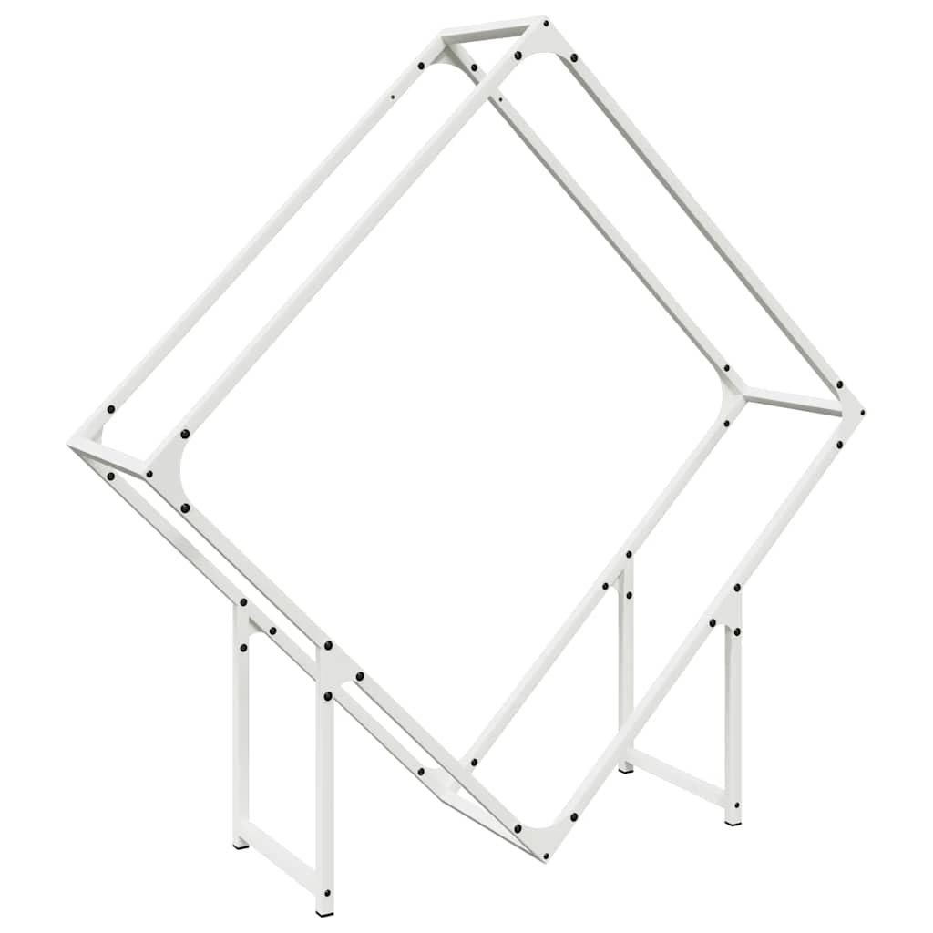Regał na drewno w kolorze białym, wytrzymały stojak na drewno ze stali walcowanej na zimno do kominka wewnętrznego i zewnętrznego, 100 x 25 x 100 cm, maksymalna nośność 100 kg