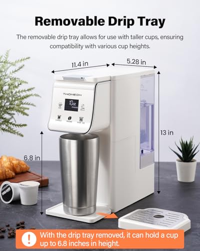 Image of Coffee Maker Hot & Iced With Bold Setting,Single Serve Coffee Maker For K Cup And Grounds,52 Oz Removable Water Tank,6-14 Oz Brew Sizes,One Cup Kcup Coffee Machine With Reusable Filter, White