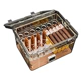 [otoye] シガーケース|専門の熟成用密封蜂の巣型保湿キャビネット|輸入スペイン産セダーウッド製大容量収納可能、通気性・防湿・防虫機能付き、温度計内蔵、持ち手付きで取り出しやすく、携帯に便利な設計です (スペインから輸入された杉材,アクリルトレイ)