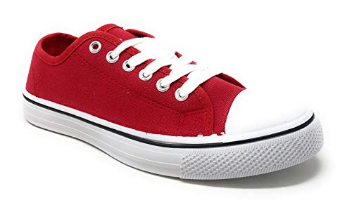 Charles Albert Women's Classic Canvas Lace-Up Low-Top Sneaker in Red Size: 9