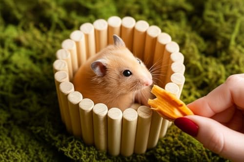 Image of SIMENA Wooden Hamster Suspension Bridge Toy, Hamster Fencing, Natural Climbing Ladder for Dwarf Hamsters, Syrian Hamsters, Mice, Gerbils & Small Pets (Plain, 15.75 inch)