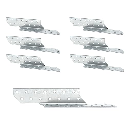 DOJA Barcelona | Anclaje para Vigas | 250 x 32 mm | Derecha | Pack 6 | Anclaje Viga Madera Cargas Pesadas | Escuadras Asimétricas | Conector Vigas de Derecha para Construcción, Puentes, Listones