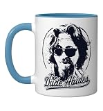 The Big Lebowski The Dude Abides Classic Circle Logo T-Shirt Ceramic Mug, Blue/White, 11oz