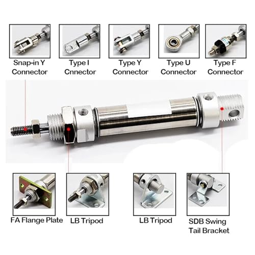 Vérin pneumatique MA25 en acier inoxydable durable avec piston double action compact