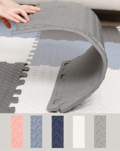 15 Pieces Foam Play Mats, Puzzle Playmat for Floor, Interlocking Tiles, Baby Crawl Playmats, Colorful Floor Mat for Kids (Navy Blue/Light Blue/White) 3 41kQId6m4LL. AC