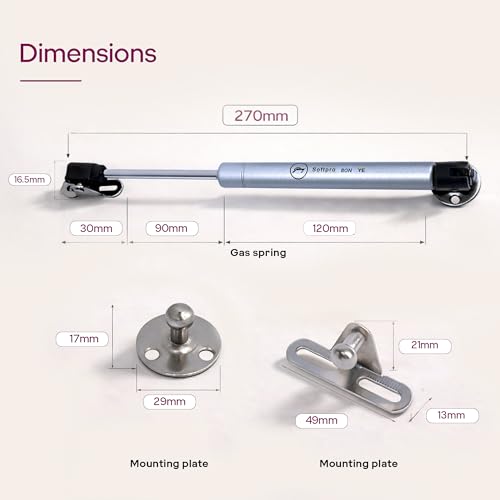 Image of Godrej Kitchen Fittings | Regular Hydraulic Gas Spring | 80N | for Kitchen Cabinets | High-Strength Steel with Chrome Plating | Multi-Angle Install | Hands-Free Door Support | Metal Clips