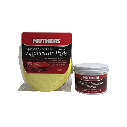 Mothers Polish Bundle - 10oz Mag & Aluminum Polish for Aluminum, Stainless Steel, Brass with Mothers Microfiber Applicator Pads