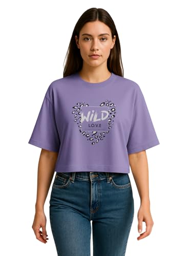 Image of HELLCAT Beige Printed Loose Fit Crew-Neck Crop T-Shirt for Women