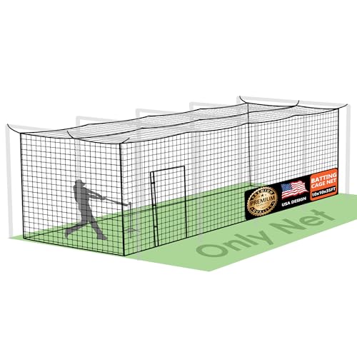 Baseball/Softball Batting Cage Net, 10'x10'x35', 1.88