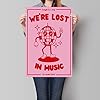 Yuaruo We Are Lost In Music Aesthetic Poster - Retro Trendy Disco Ball Bar Canvas Wall Art - Vintage Pink Cute Typographic Cartoon Print - Cool Pop Music Lover Party Classroom Decor 12x16in Unframed #1