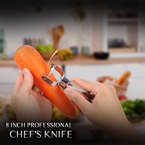 Leking 7 Inch Ultra Sharp Santoku Knife With Vegetable Peeler, German Hc Stainless Steel En1.4116 Chef Knife, Multifunctional Kitchen Knife For Meat Vegetable Fruit In Gift Box #TOP6