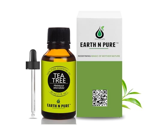 Image of Earth N Pure Tea Tree Essential Oil for Acne, Skin and Scalp Care - 100% Pure Natural Tea Tree Oil for Face, Hair & Aromatherapy - Steam Distilled - 30ml