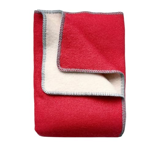JOWOLLINA WoolOnly Doubleface Wendedecke Plaid aus norwegischer Wolle 130×200 cm (Coral)