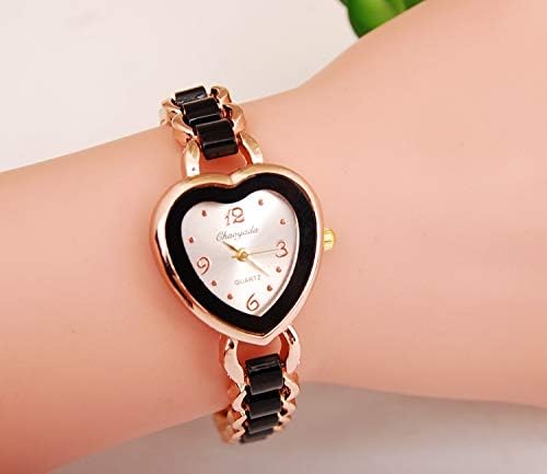 ZIMI Elegant Heart Shaped Ladies Women's Bracelet Watch Dress Casual Quartz Rose Gold Wrist Watches for Women (Black) - Image 5