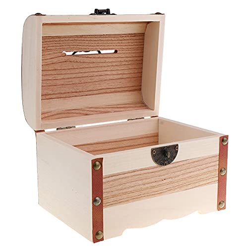 Willcomes Wooden Money Storage Box Treasure Chest Piggy Bank Handmade Jewelry Organizer With Lock And Two Keys #TOP2