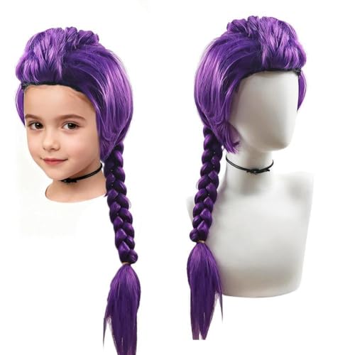 Long Purple Braid Wigs for Kids Girls, Purple Braid Costume 