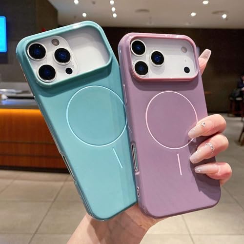 Image of Elzzi New Lychee Texture Magnetic Phone Case for iPhone 17 Pro Max Case, [Compatible with Mag-Safe] Anti Yellow Velvet Lined Premium PC+TPU Back Cover (Grey)
