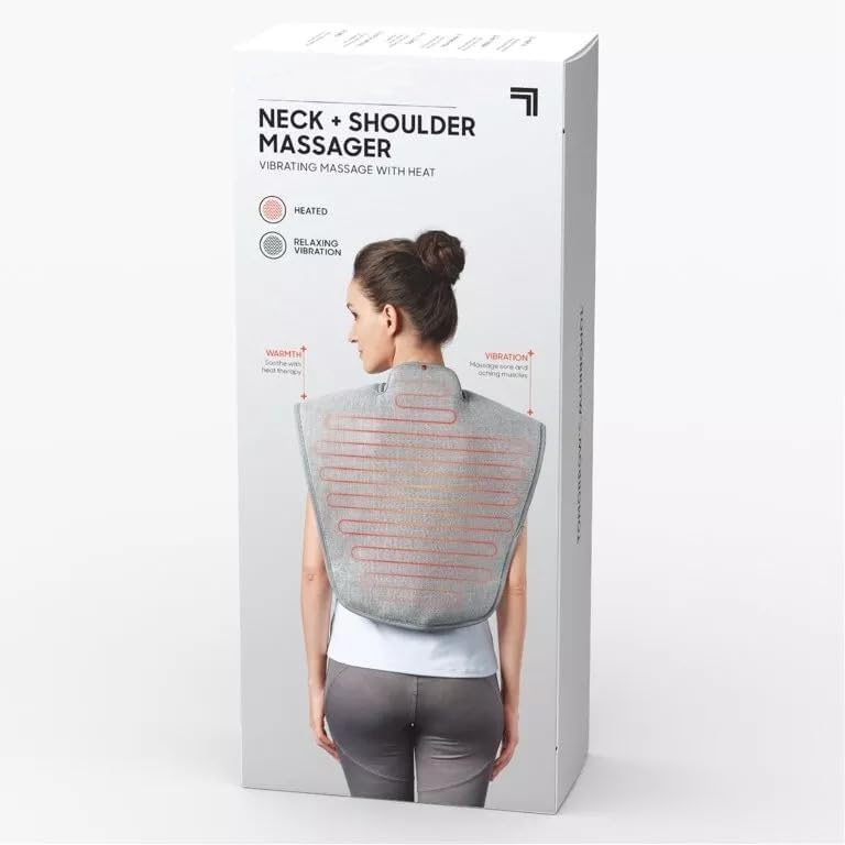 FLOITTUY Electric Heating Pad for Neck and Shoulders,Weighted Wearable Wrap Around Heating Pads with Massager, Pain Relief,2 Heat Levels & 5 Massage Nodes,Auto Shut Off,Portable,