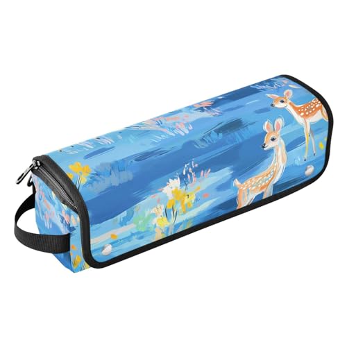 Estuche de viaje 2 en 1 para rizador con alfombrilla de hierro, estuche de viaje grande para planchas planas, alisadores, rizadores, bonita bolsa de viaje de ciervo azul cielo para mujer
