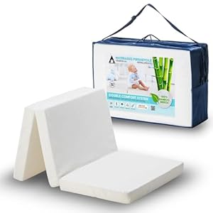 ALLSTOREITALIA Matelas Lit Parapluie Sleeper 120×60 cm | dormeur Matelas pour Enfant et Nouveau-né, Tissu Anti-acariens Propre et Frais, Doux, hypoallergénique, hygiénique, Respirant