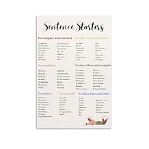 RORCIE Sentence Starters Poster, English Classroom Decor,high School Grammar Poster Canvas Painting Posters And Prints Wall Art Pictures for Living Room Bedroom Decor 12x18inch30x45cm Unframe-style