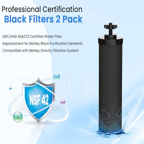 Image of Black Filter 4 Packs by NSF /ANSI 42 Certified, Replacement for BB9-2 Purification Elements Filters, Compatible with Berkey Gravity Filtration System, Replacement for Berkey Black Filters