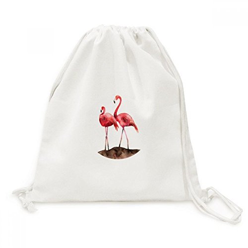 Sac à Dos Cordons Toile Flamingo Couple pour Vos Sorties Plage et Shopping
