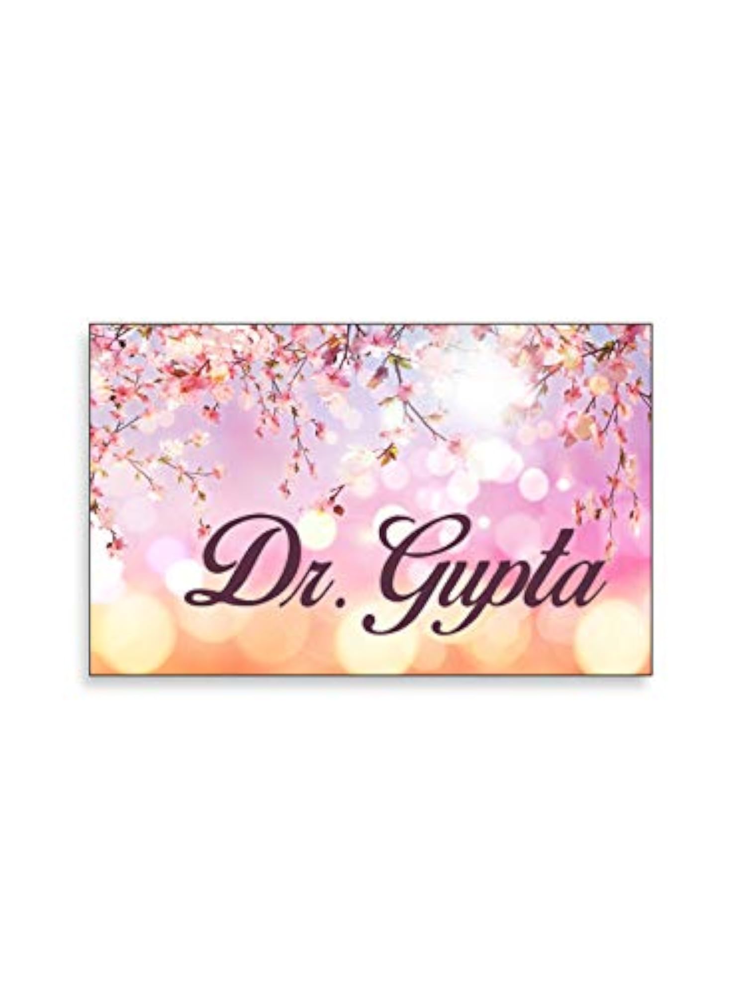 Printed Pink Flowers MDF Name Plate for Home