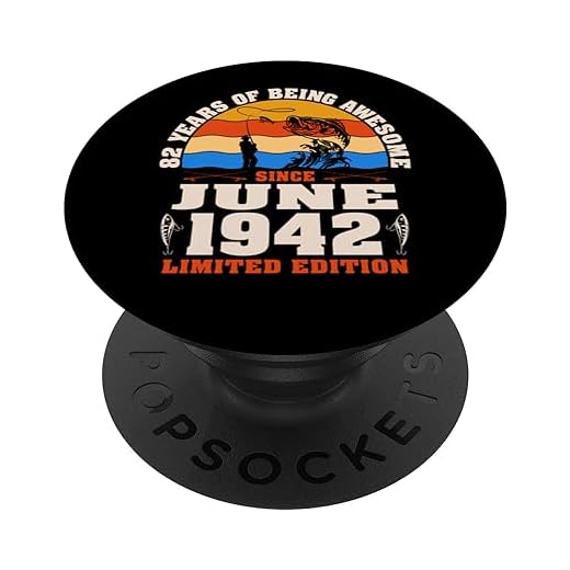 Vintage junio 1942 - 82 años amante de la pesca 82 cumpleaños PopSockets PopGrip Intercambiable