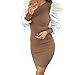 Produktbild Frauen Cocktailkleider Party Kurzes Kleid Mode O-Neck Patchwork Weiße Laterne Ärmel Minikleider Stricken Schlanke Frauen S Kleidung-2_L