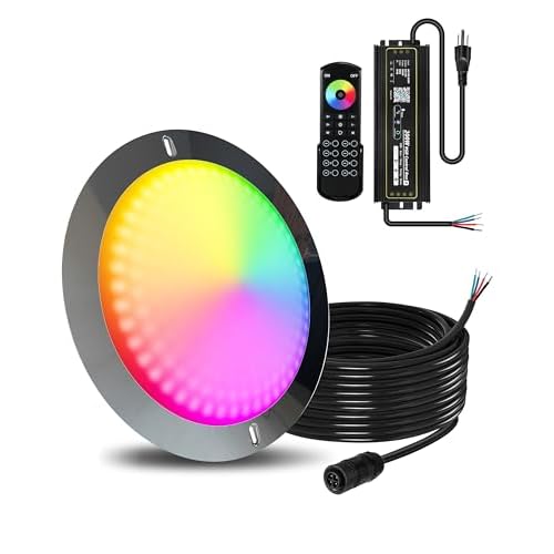 Goldlife P11 LED Pool Lights for Inground Pool, 120W 120V / 11 Inch / 50FT Cord/Stainless Steel/with Adaptable Joint/Waterproof 2-in-1 Controller & Transformer, Remote & App Control P11 120W