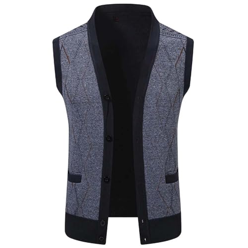 Men's Argyle Knit Sweater Vest Button Down Classic V Neck Soft Warm Business Sleeveless Cardigan4