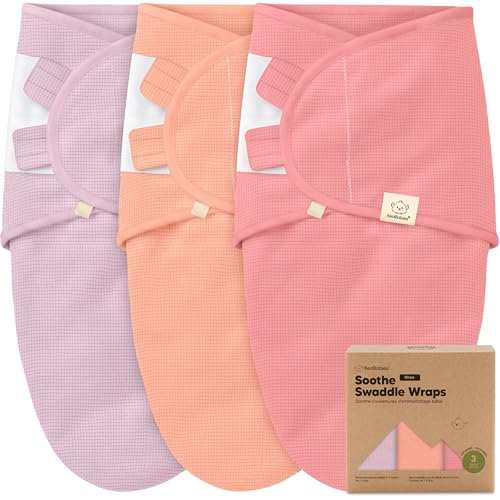 Image of 3-Pack Organic Swaddles for Newborns, Baby Swaddles 0-3 Months (Vivacious) | Newborn Swaddle Sleep Sacks, Soft Cotton, Infant, Baby Swaddle Wraps, Girls, Boys, Large Hook & Loop Closure