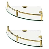 Bathroom Shelves, 2-Tier Glass Corner Shelf Wall Mounted ,Corner Shower Shelf Tempered Glass Shelf...