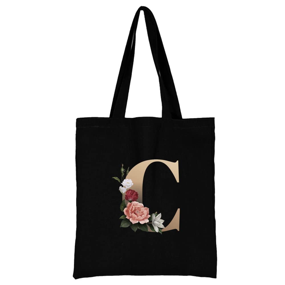 26 Letter Printed Canvas reusable grocery bags, Foldable Casual Travel HandBag, Shoulder Beach Tote Bags, Shopper bag eco friendly super strong washable Storage bags Shopping bag Canvas bag for Women