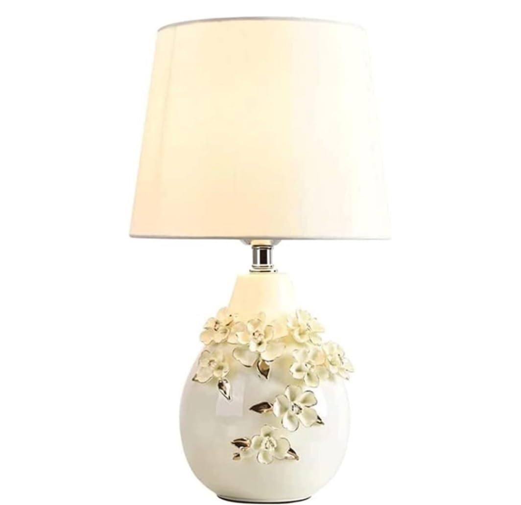 asdchZen Desk Lamp Bedside Table Lamp Three-Dimensional Carved Ceramic Bedside Lamp Desk Light Nightstand Lamp Simple Elegant Nightstand Lamp For Bedroom Table Lamp-Push Button-25
