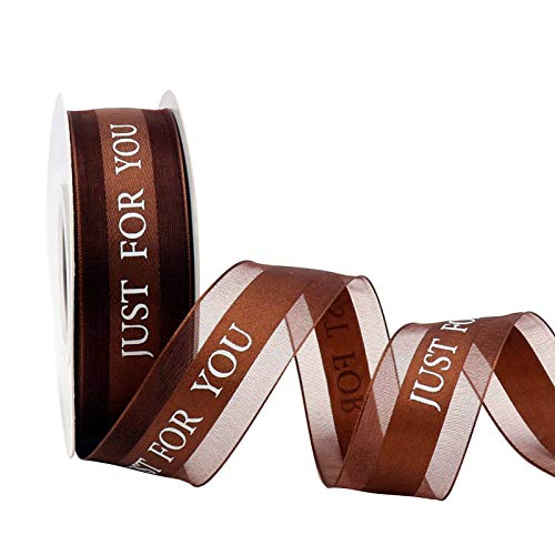 1 Inch Brown Chiffon Ribbon, Just For You Ribbon For Gift Wrapping, Holiday Party, Wedding Decorations, 22 Yards Gift Wired Ribbon For Balloons, Sewing, Floral Diy, And Classroom Decor #TOP6