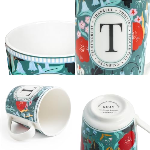Image of Shay Alphabet Mug 300ml, Letter T Printed Coffee Mug for Girls, Boys, Friends | Ceramic Mug |Glossy Finish | Ceramic Coffee Cup | Porcelain | Microwave Safe (Alphabet Mug - T)