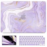 B BELK Compatible with MacBook Air 13 inch Case 2021 2020 2019 2018 M1 A2337 A2179 A1932 Touch ID, Plastic Hard Shell Case for MacBook Air 13.3 inch+ 2 Keyboard Cover+ Screen Protector, Purple Marble