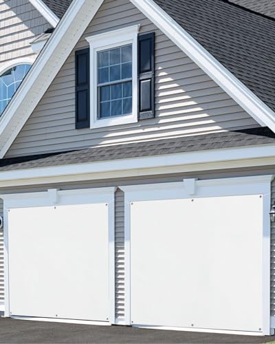 image for T&H XHome Garage Door Cover 7x8 FT, Solid Color White Garage Door Cove