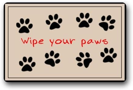 Custom Welcome Doormats - Funny The Dog Footprints "Wipe Your Paws" Print In Your Doormats (Machine-washable) T001