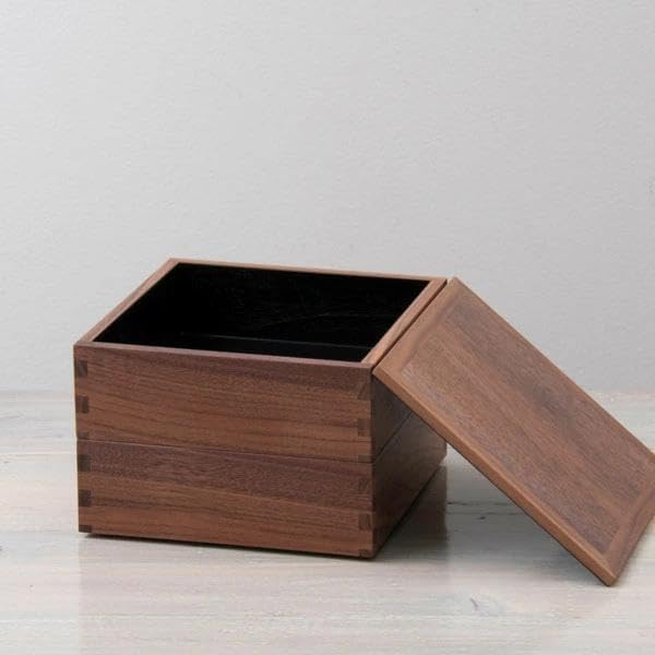 松屋漆器店 ウォールナット 5寸二段重 内黒 重箱 お重 おせち 弁当 箱