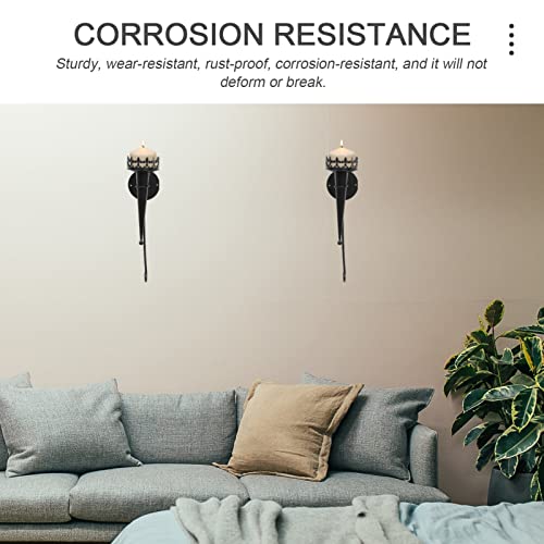 Torch Wall Candle Sconce Vintage Home Decor Led Decor 2Pcs Wall Sconce Wrought Iron Candle Holder Torch Wall Candle Sconce Candle Holder Medieval Vintage Home Decor Led Decor #TOP5